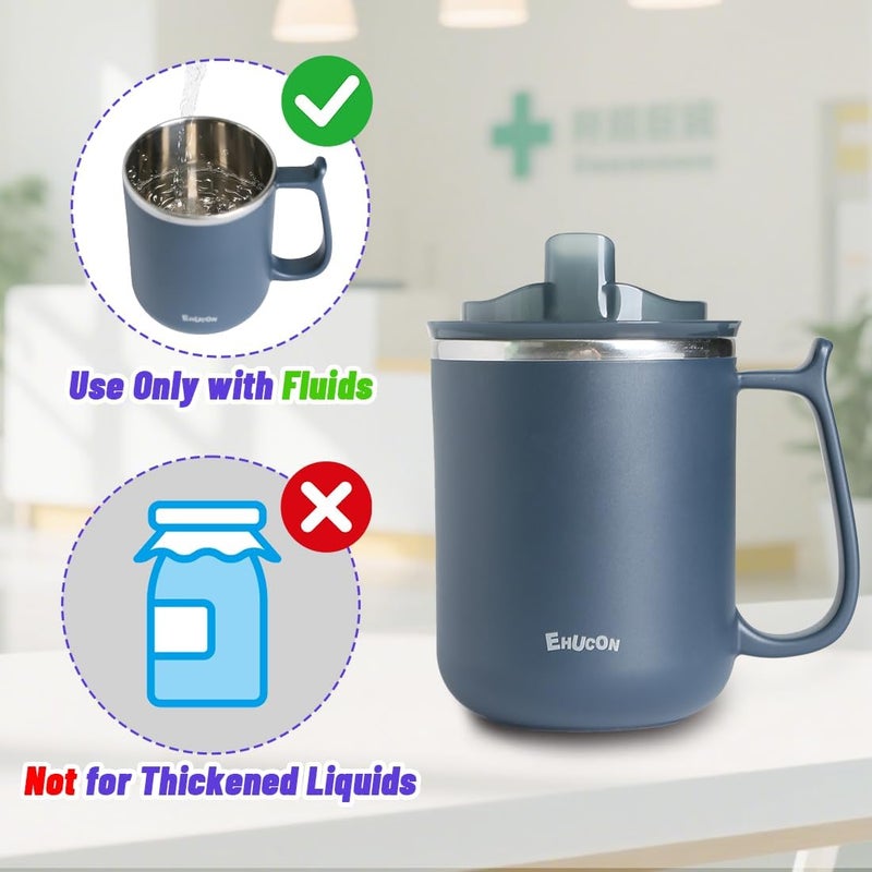 EZSLINGGLIDE Dysphagia Regulating Drinking Cups for Swallowing Difficulty - with 5cc, 10cc, & 15cc Sip Cup Options - Liquids Only - Pack of 1 (Blue) - Image 5